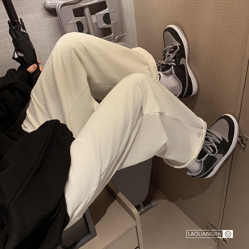 

Men's Trousers 2021 Spring/winter New Straight Feet Rubbing Pants BJFR, White