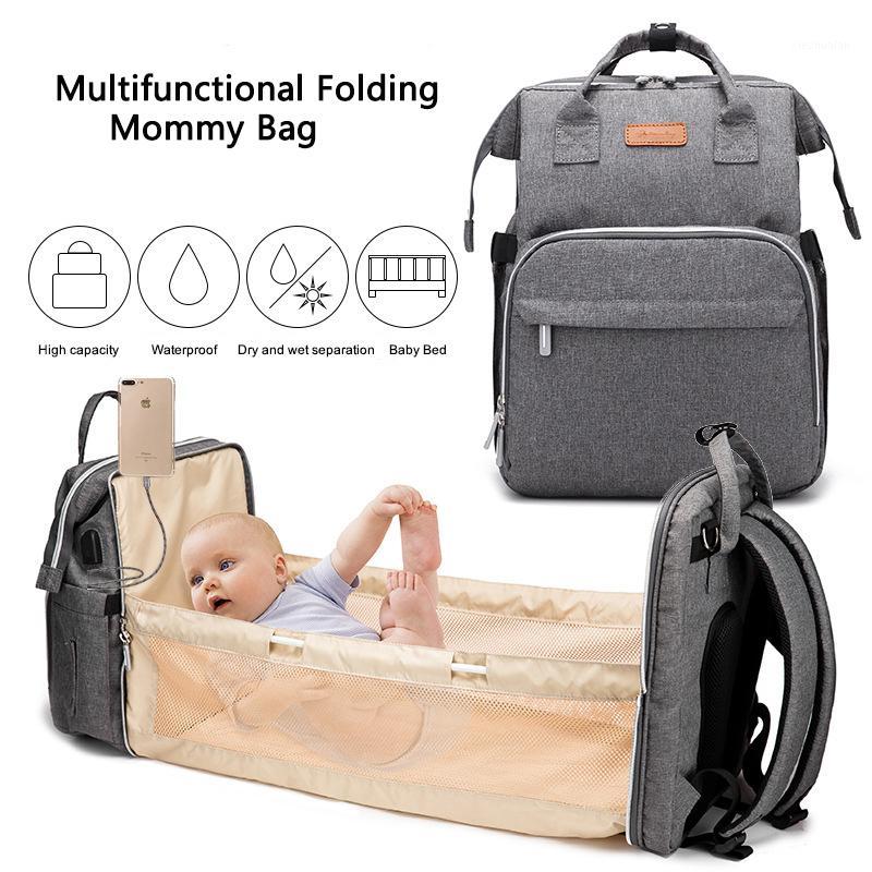 

Organizer Bags Backpack Diaper Portable Folding Crib Mummy Bag Light and Large Capacity Casual Double Shoulder Maternal Baby Bag1, Black
