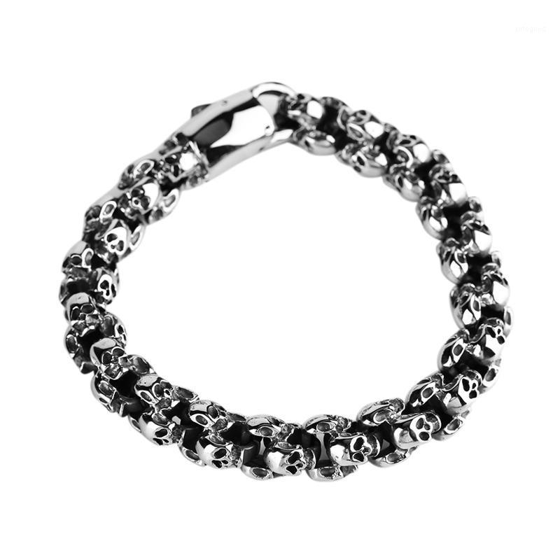 

Charm Bracelets 2021 Skeleton Stainless Steel Punk Cool Gothic Jewelry Casual Men Link Chain Gift For Women Female1