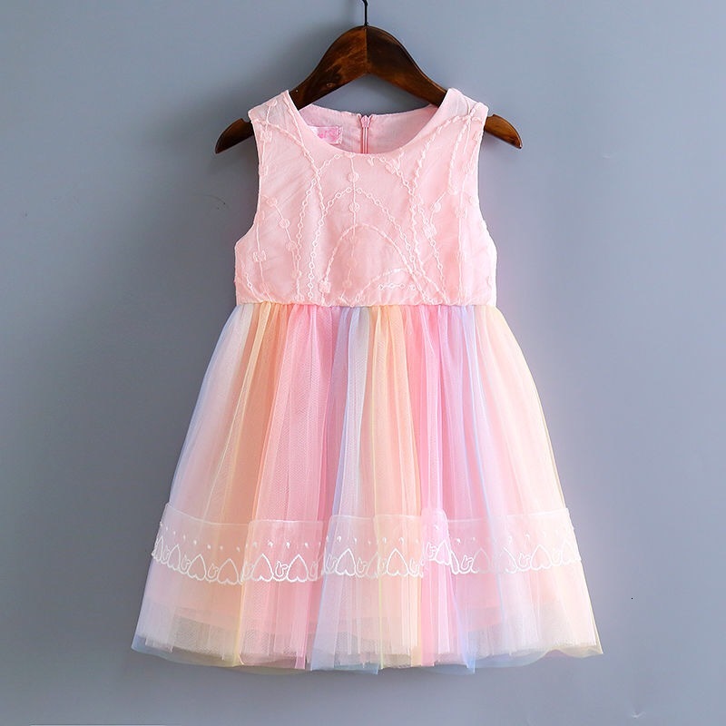 

2021 New Girls for Party Raiow Clothes Kids Es Embroidery Children Princess Costume 4-9y B0ag, Pink