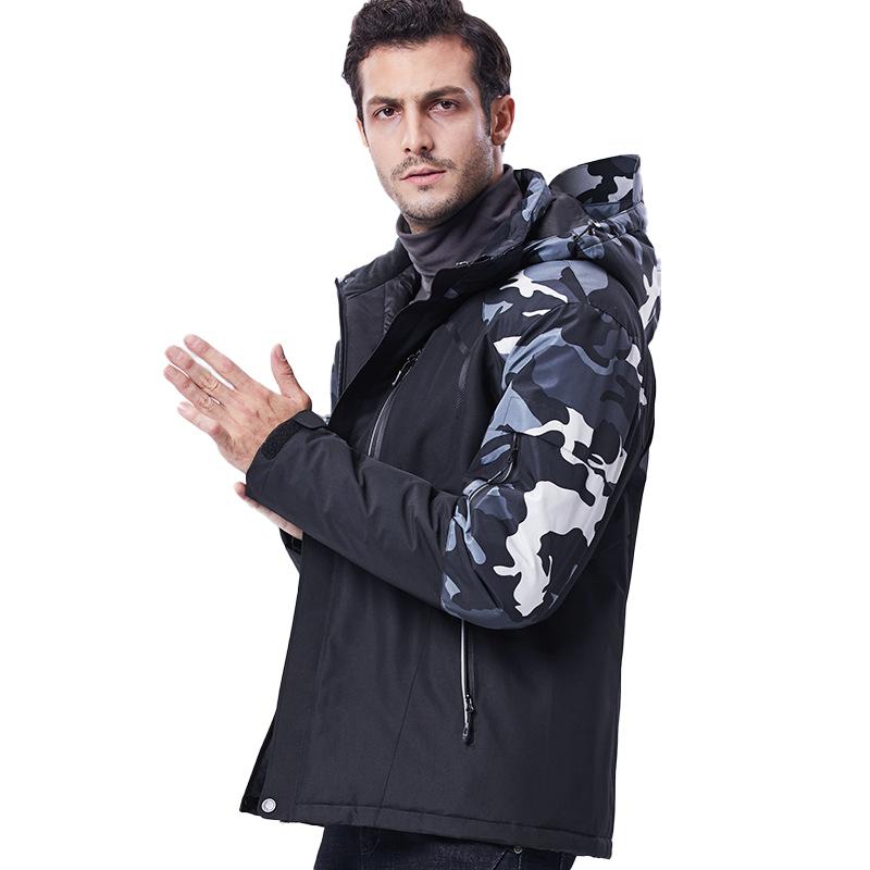 

ZYNNEVA New Winter Heating Jacket Mens Outdoor Smart Heated Coats Warm Waterproof Windproof Hiking Travel Male Clothing GK2137, Black