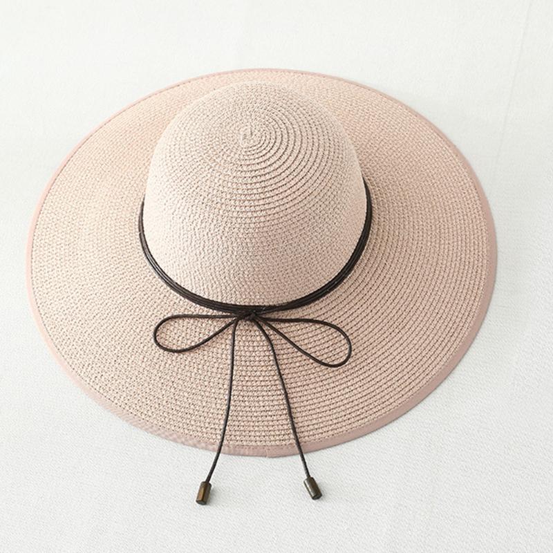 

Women Summer Sun Hat Wide Brim Sunshade Floppy Casual Bowknot Outdoor Foldable Straw Beach Cap Fashion UV Protection Simple, Khaki