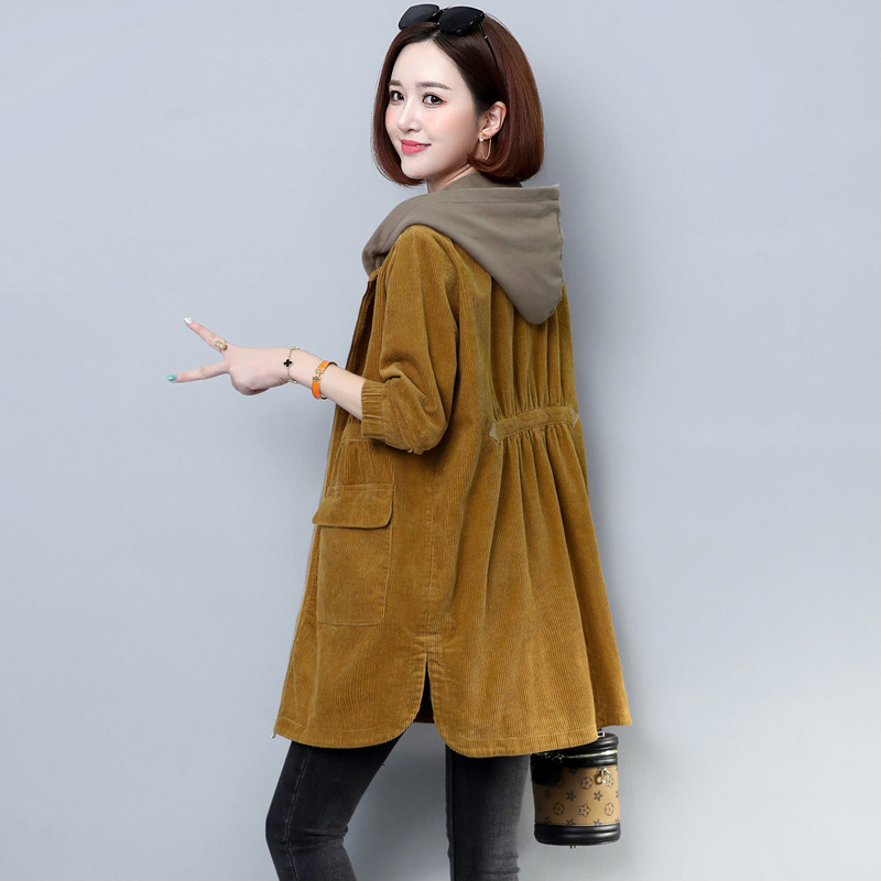 

2021 Women's Mid-length Velvet Coat Spring and New Korean Autumn Big Versatile Jacket Thin Female Top NN38, Dark green.