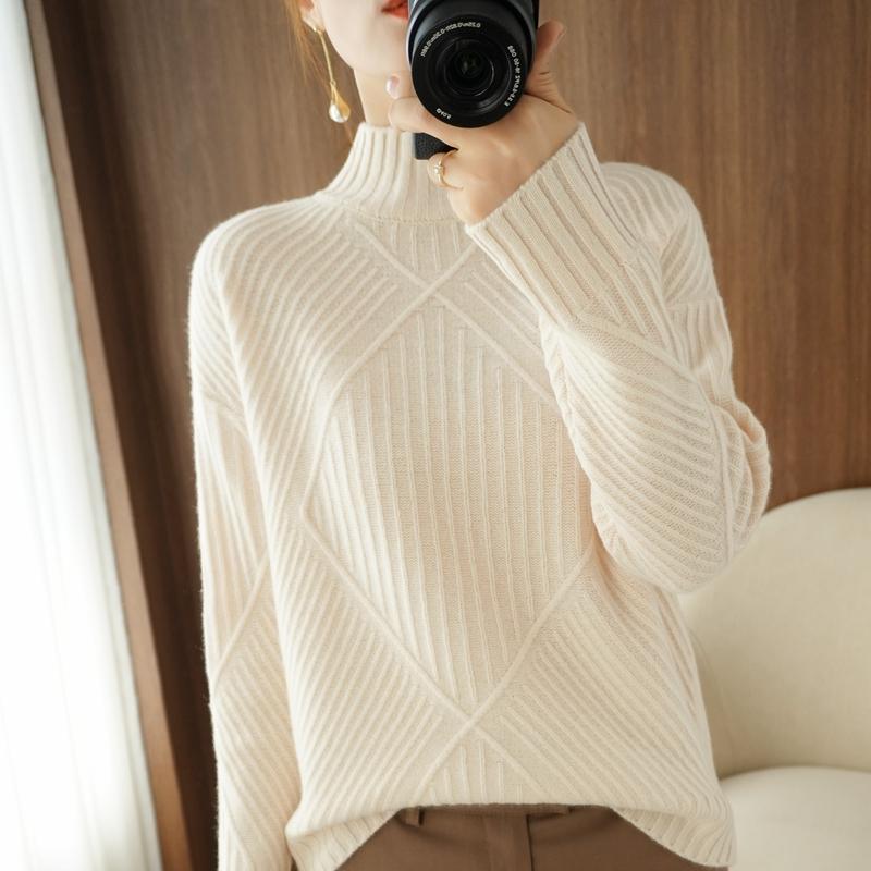 

Turtleneck sweater women 2021 winter new 100% wool knitted pullover Top casual plus size cashmere warm pure color basic sweater, Green