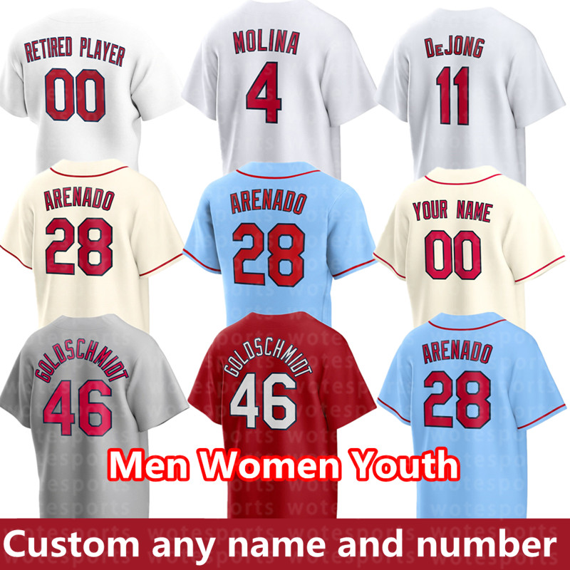 

28 Nolan Arenado Baseball Jerseys Paul Goldschmidt Yadier Molina Willson Contreras Adam Wainwright Bader DeJong Nootbaar Tyler O'Neill Ozzie Smith Jersey Men, Youth's color 4