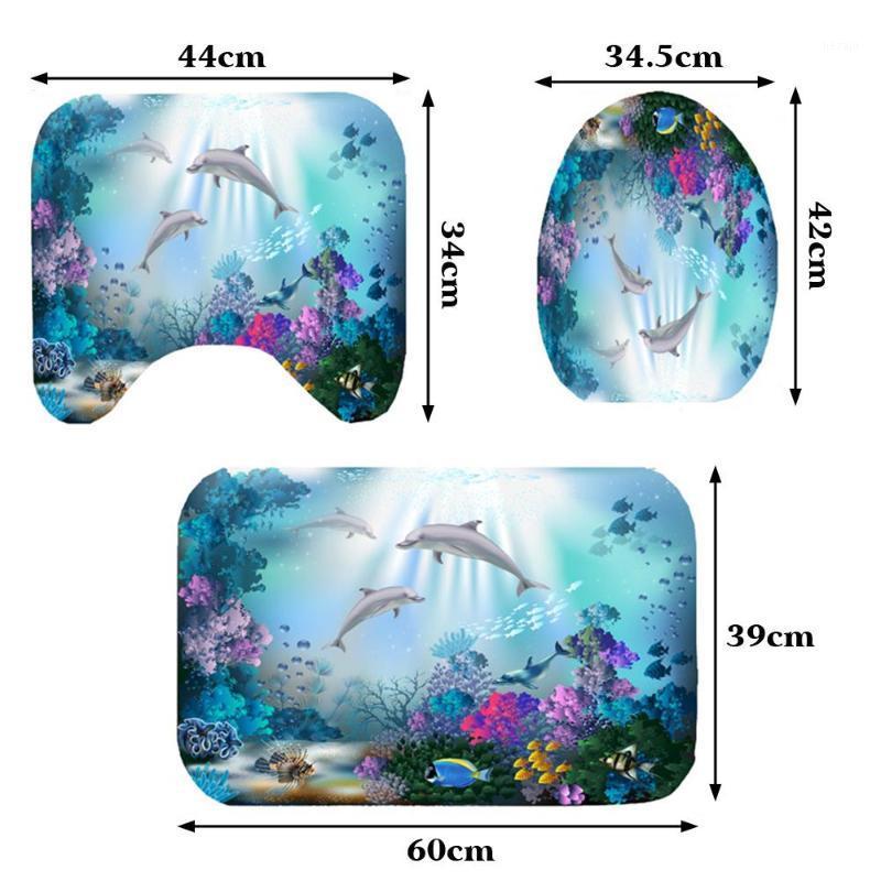 

Shower Curtain Set Toilet Cover Bathroom Mat Waterproof Non-Slip Polyester Seasight Comfortable Soft U Anti-Slip Carpet1, Bath mat