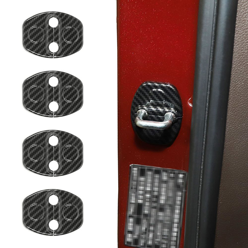 

ABS Door Lock Protection Cover Carbon Fiber 4pc For Chevrolet Silverado GMC Sierra 2014 UP Interior Accessories