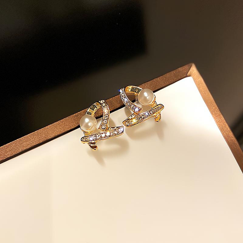 

Stud Trendy 14K Real Gold Peach Heart Pearl Earrings For Women Girl Korean Fashion Jewelry S925 Silver Needle Zirconia