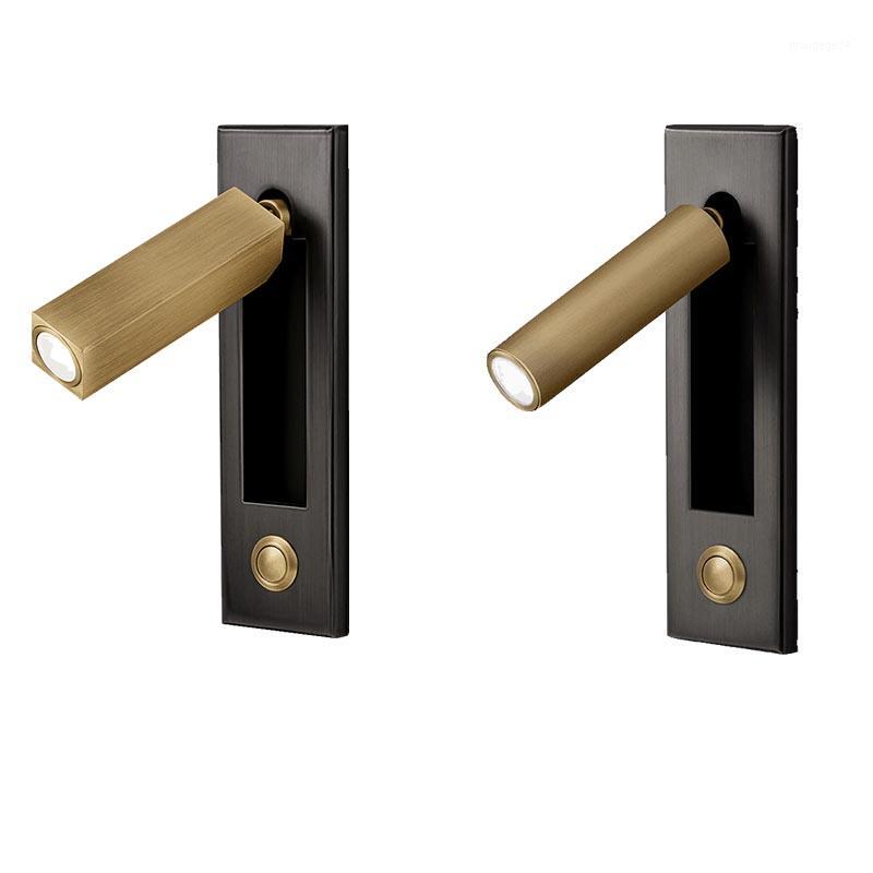 

Modern Led Bedroom Lamp Headboard Wall Light Sconce Bedside Reading Light Recessed Push Switch Wall Lamps Hotel Bed side Lights1