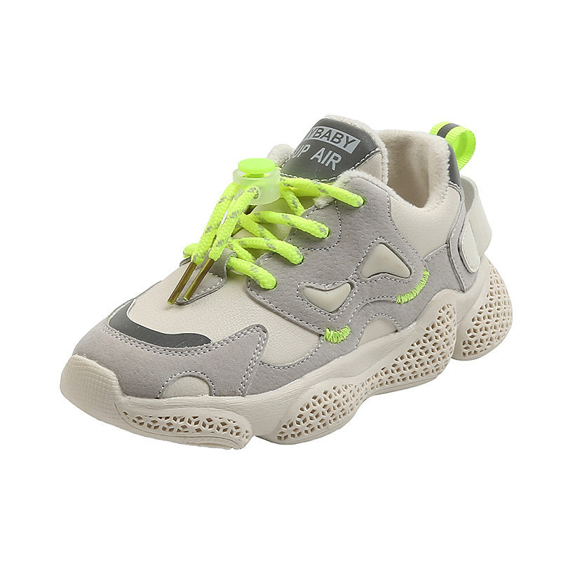 

High Quality fashion Children's Plush Girls' Sports Shoes Autumn and Winter New Boys' Leisure Warm Medium Kids Class comfort Shoes 21-36, Light blue