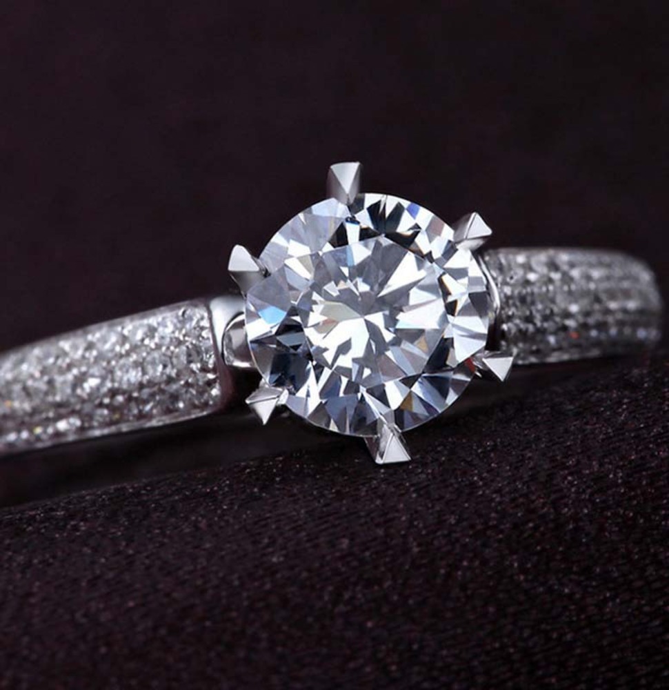 

Luxurys Designers Fashion Jz019 platinum plated ring 1.1 C jewelry bright star wedding diamond ring wedding ring naked Diamond Girl