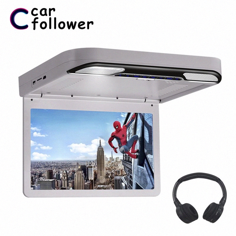 

13.3 Inch Car Monitor Roof Flip Down 1920x1080 MP5 Screen DVD Player HDMI/USB/SD/IR/FM Transmitter/Speaker Ceiling TV For Car xAmA#