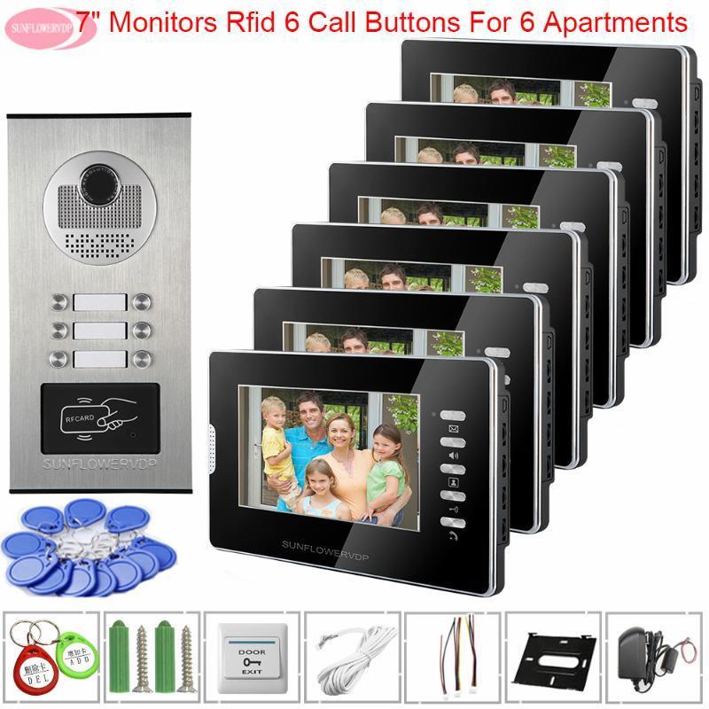 

For 2/3/4/6 Apartments 7" Video Doorphone Monitor Access Control Monitoring Camera System White / Black Monitors Video Doorphone1