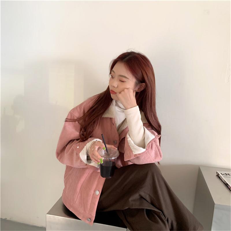 

2021 New Winter Fashion Ladies Coat Casual Women Overcoat Loose Solid Color Warm High Quality Female Outerwear, Pink