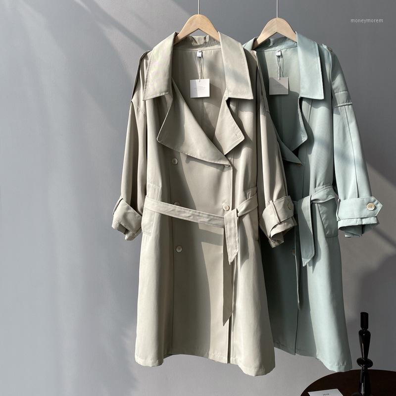 

Deep chuan zhi Cong evening the new spring 2020 pure color thin loose long chalaza trench coat women in 6721, See chart