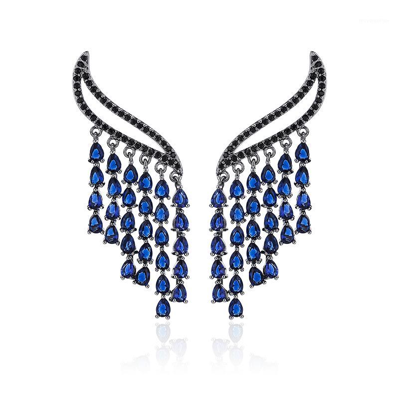 

XIUMEIYIZU 3 Colors Latest Luxury High Quality Silver Plated Micro Pave Teardrop Cubic Zirconia Wing Tassel Earrings1