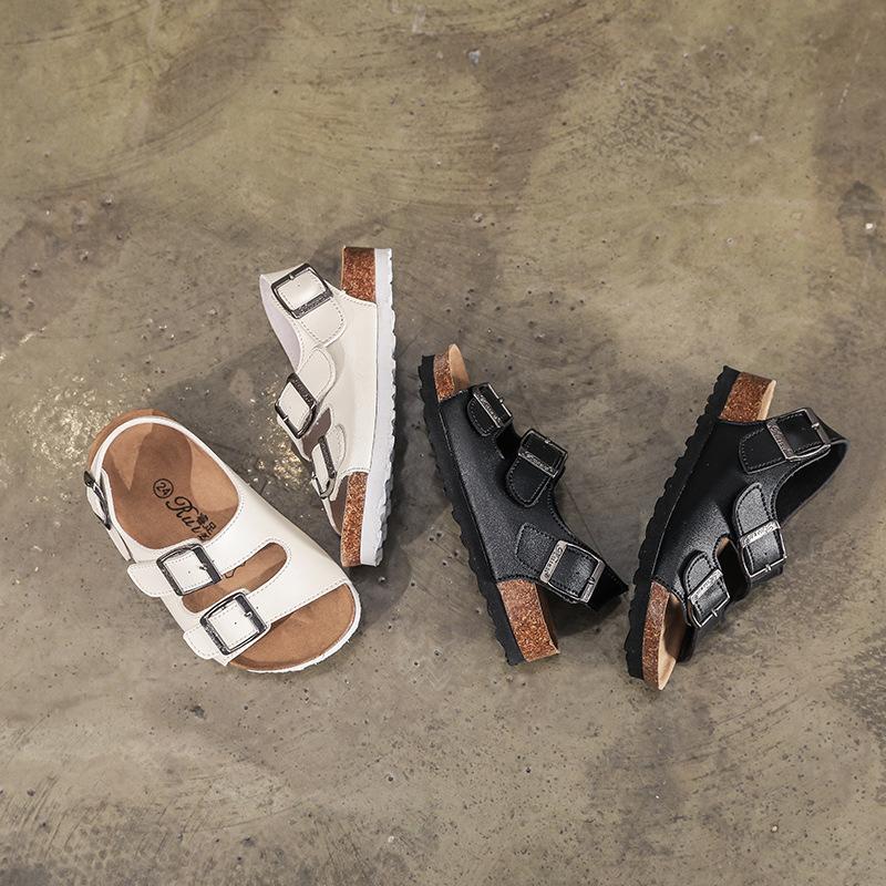 

2021 new summer children's beach sandals boys sandals non-slip soft leather girl sports kids shoes outdoor fashion, Black