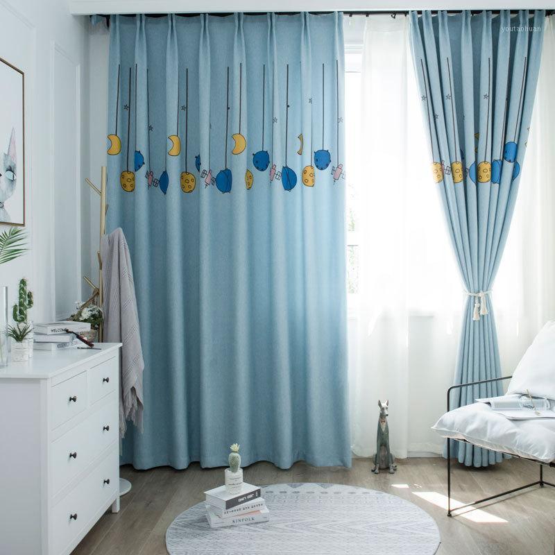 

New Children's Room Embroidery Star Station Shade Curtains for Living Dining Room Bedroom.1, Curtain