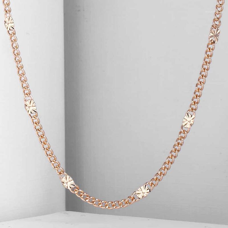 

3mm Womens Girls Necklace Curb Cuban Link Chain 585 Rose Gold Filled Necklace 50/60cm Fashion Jewelry Gifts Wholesale LCN121