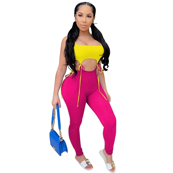 

Cutubly Solid Crop Tops and Leggings Streetwear Casual Bandage Women Two Piece Set Outfits C0122, Gray