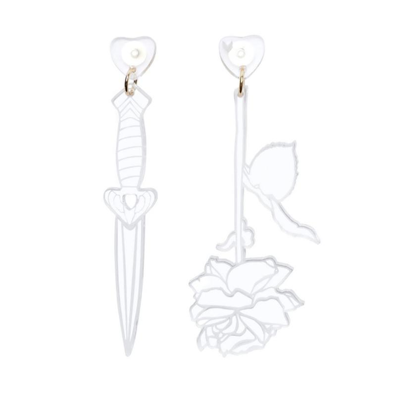 

Asymmetric Transparent Rose God heart Sword Drop Earrings For Women Street Style Hiphop Acrylic Earrings Elegant Jewelry E20055