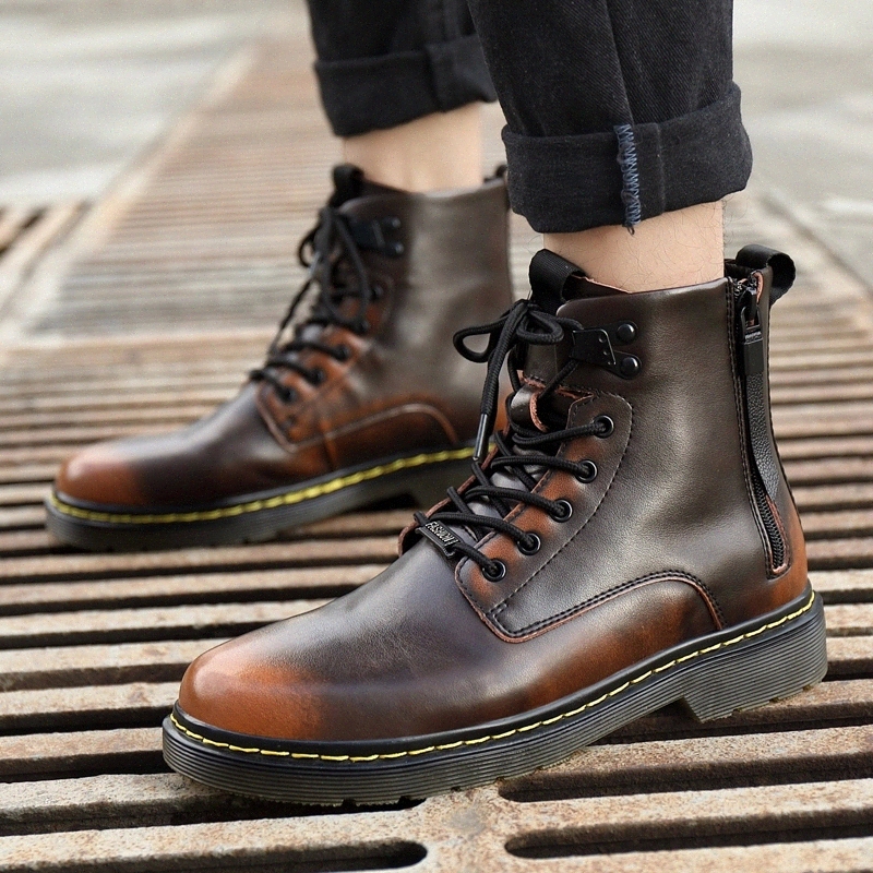 

Men Ankle Boots Genuine Leather British Men Fashion Lace-Up plush warm snow boots Casual Men Shoes Waterproof Male winter Boats #ch6N