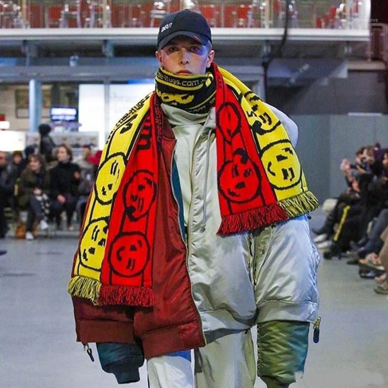 

2020 street fashion brand long smile letter scarf double-sided scarf men and women fashion brand 200cmX20cm red and yellow1