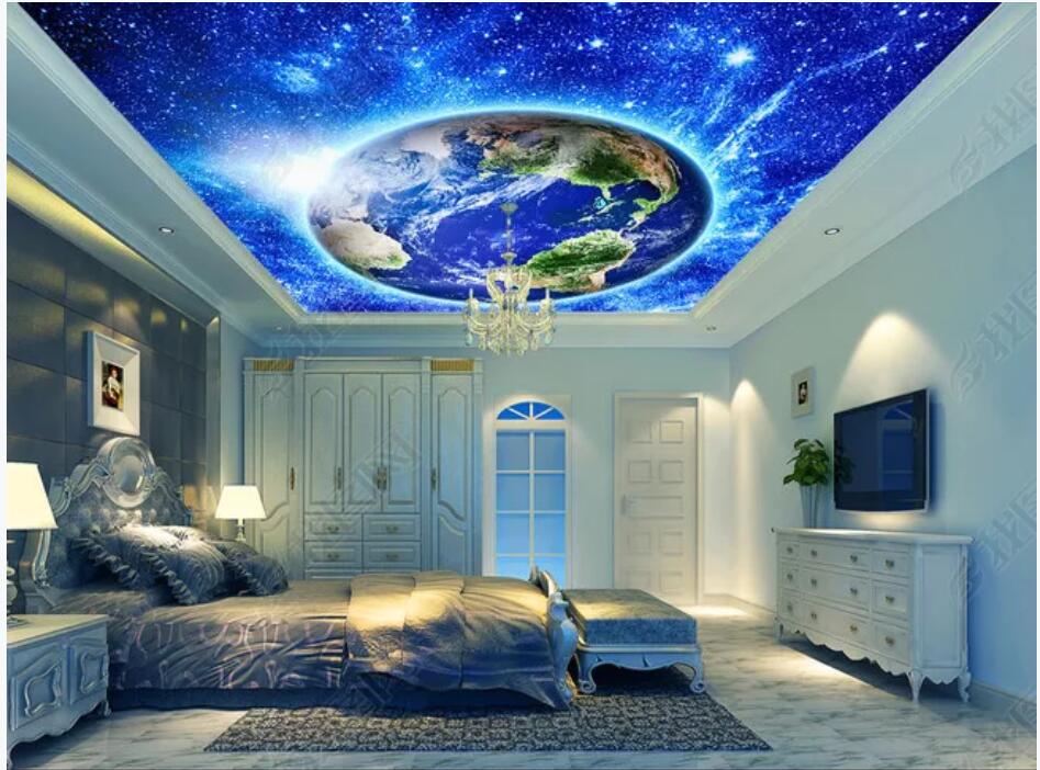 

3d ceiling murals wallpaper custom photo Ultra HD Earth Universe home decor 3d wall murals wallpaper for walls 3 d in the living room, Non-woven wallpaper