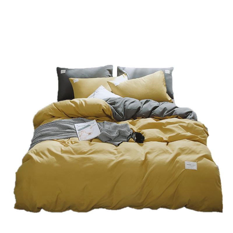 

New Luxury Pure Color 4pcs Bedding Set Modern Duvet Cover Set King Queen Full  Bed Hybrid Cotton Sheet Flat Bed Brief, 09