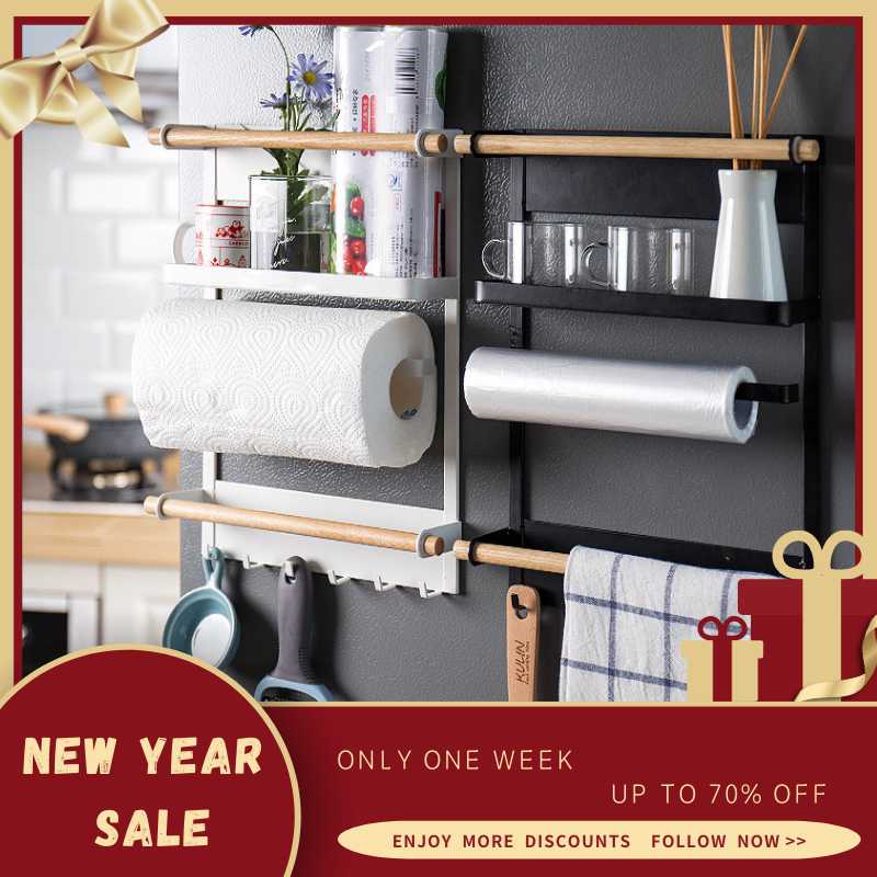 

ADOREHOUSE Magnetic Storage Shelf Multifunctional Fridge Shelf Paper Towel Organizer Sauce Bottle Rack Kitchen Organizer