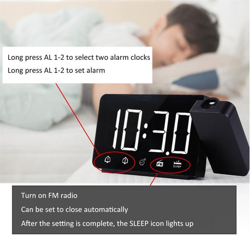 

Projection Alarm Clock MultiFunctional Digital Alarm Clocks Color Screen Desktop Clock Display Temp Calendar Time Projection1