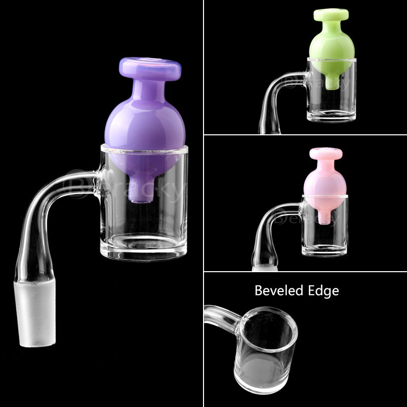 

Beracky 30mmOD Clear Bottom Beveled Edge Smoking Quartz Banger With Bubble Cap 10mm 14mm 18mm Male Female Nails For Glass Bongs Dab Rigs