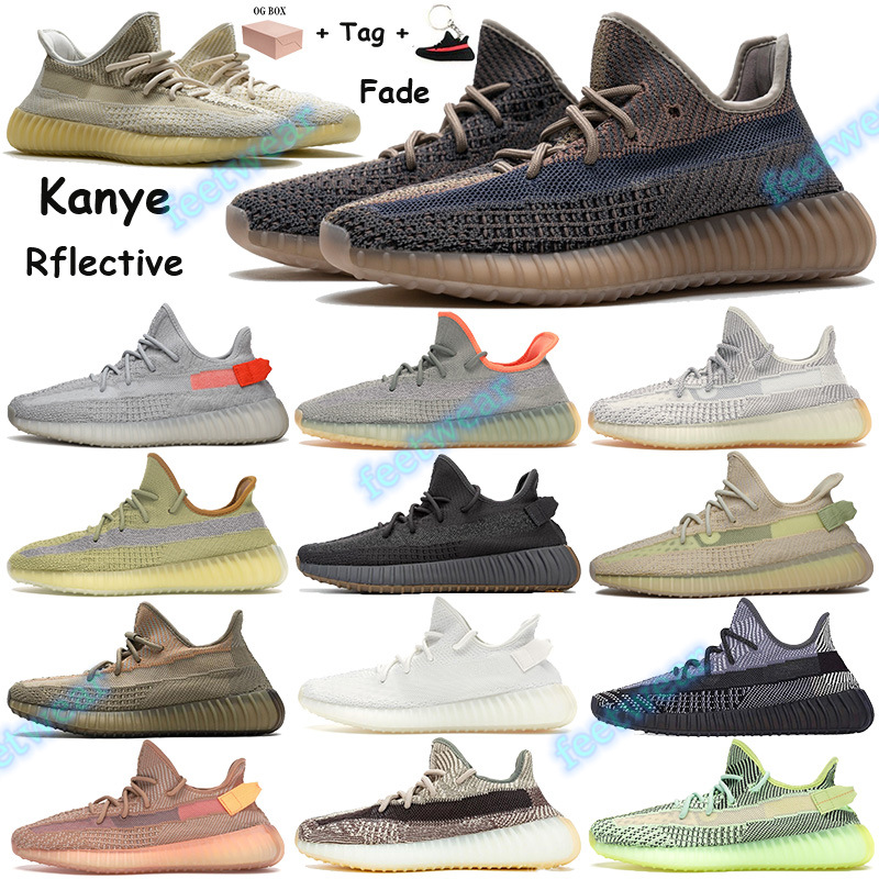 

2021 Kanye Running Shoes Fade cinder reflective Men Women Sneakers with Box Tag Natural desert sage tail light Marsh zyon Trainers EUR 36-48, 23.static non-reflective