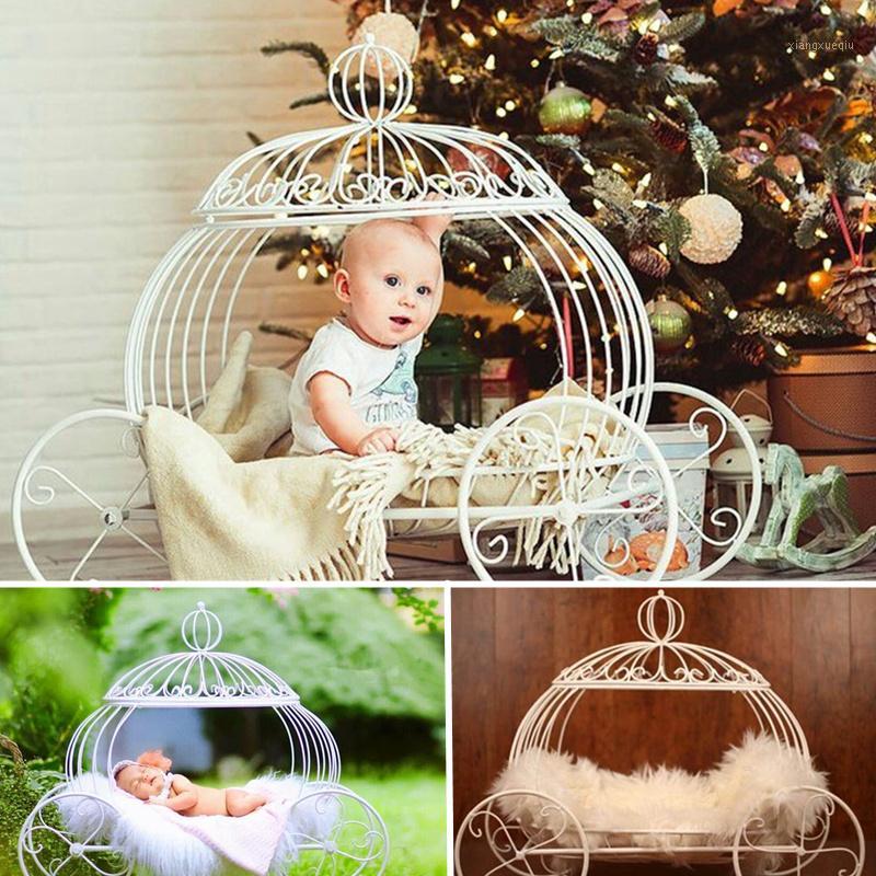 

Newborn Baby Photography Props Accessories Iron Pumpkin Carriage Studio Photography Props for Baby Photo Shoots Posing Sofa Bed1, White