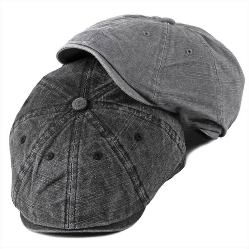 

Cotton washed peaked cap autumn beret men's British retro forward hat octagonal hat newsboy, Army green