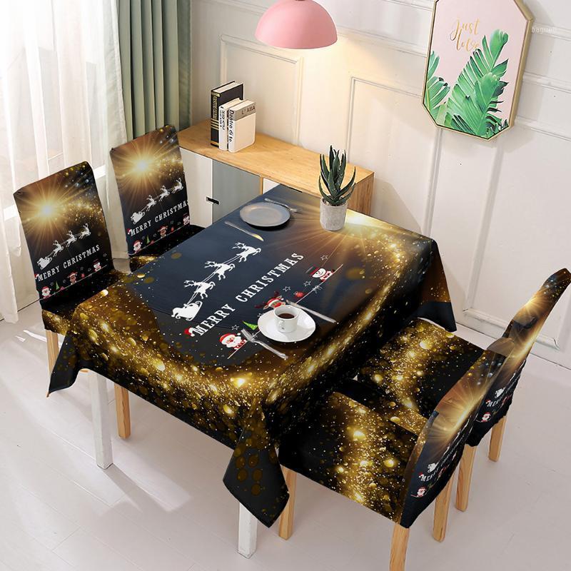 

Waterproof Christmas Tablecloth And Chair Cover Elastic Santa Claus Rectangular Dinning Table Cover Cloth for Party Events Decor1