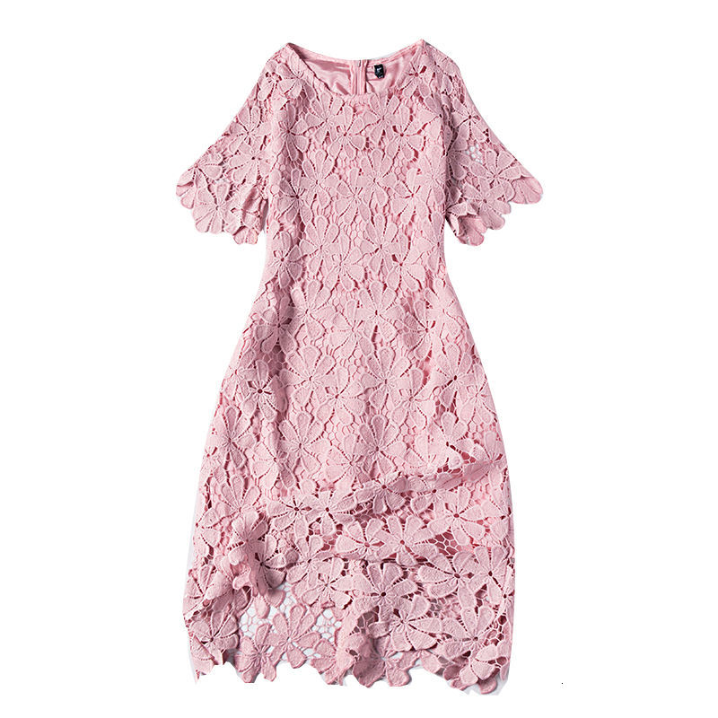 

2021 New Plusi Size Women Summer Fashion Carved Openwork Streewear Elegant Pink Lace Ndyu, Blue