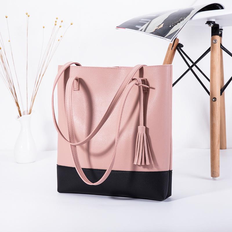 

Fashion Tassel Bag New Simple Women's Bag Handbag Shoulder Leisure Shopping Mummy, Pink