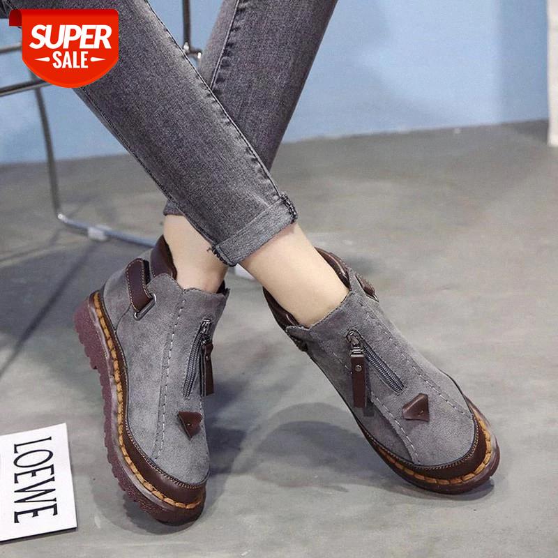 

Booties women shoes 2020 fashion hook & loop solid autumn platform shoes woman ankle boots ladies botas mujer #Nz77, Black