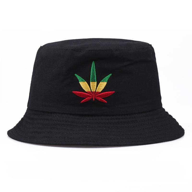 

Bucket Hats for Women Cotton Embroidery Plants Panama Style Casquette Solid Color Fisherman Caps Visor Sun Hat Gorro Bucket Hat, Black