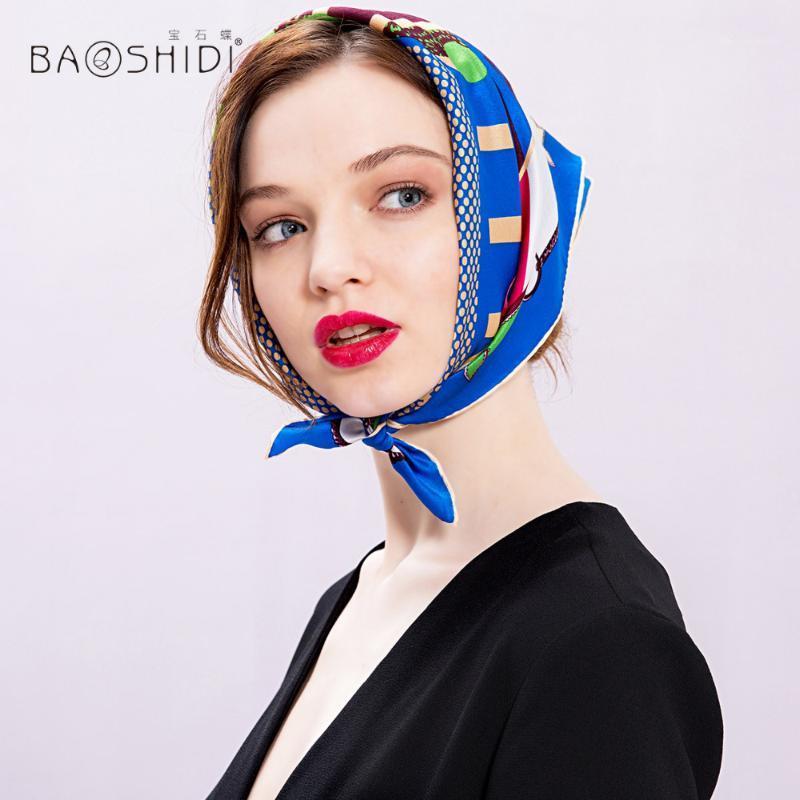 

[BAOSHIDI]100% Silk Scarf Women,2020 New Fashion Mini Square Neck Scarves, Silk Handkerchief, Spring Summer Scarfs1