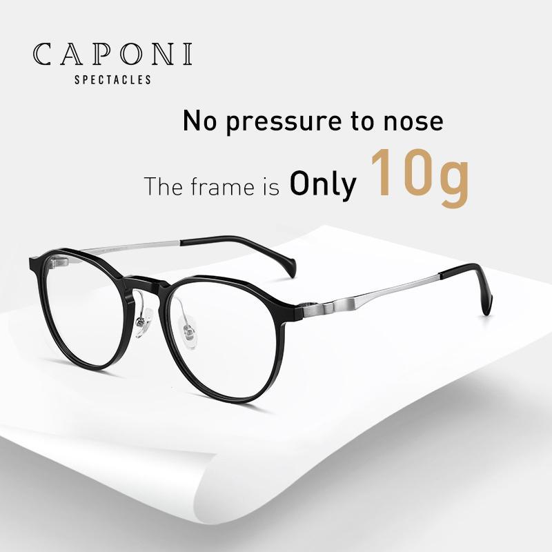 

CAPONI Brand Titanium Glasses Frame Special Oval Type Design Eyeglasses Optical Transparent Business Eyewear For Men Women J30201