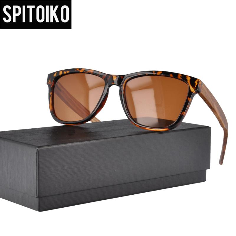 

SPITOIKO Polarized PC Optical Frame Wooden Temple With Spring Hinge Sunglasses Sunshades Sun Glasses 1505