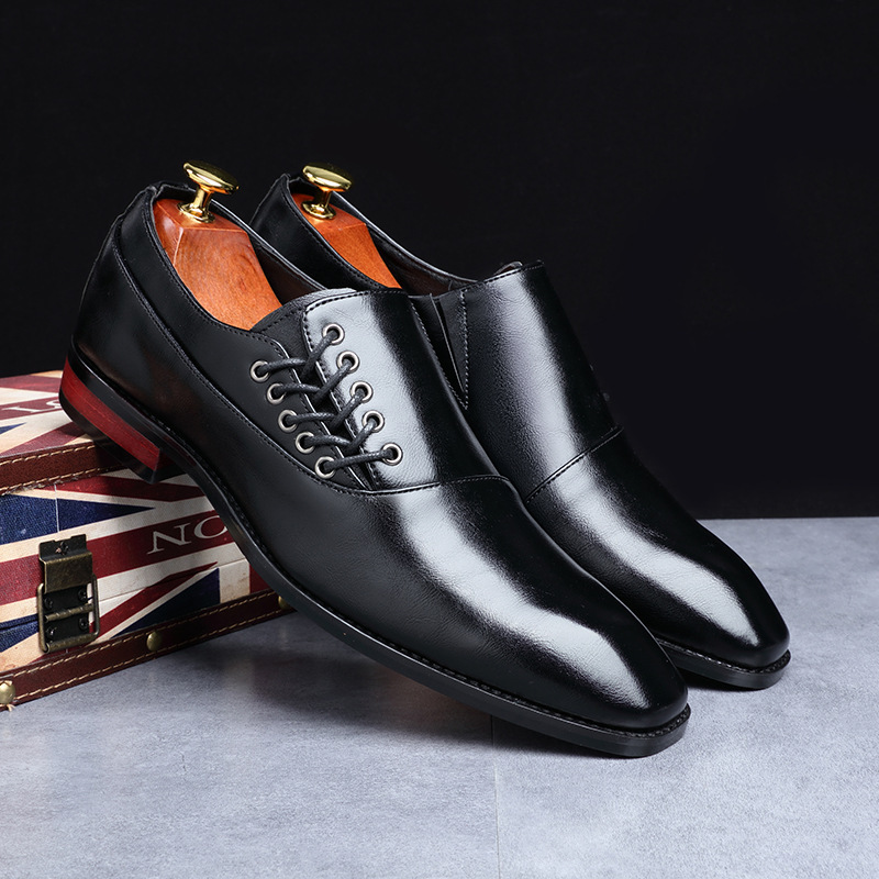

2020 New Cross-Border Large Size British Style Retro Mens Business Formal Casual Brushed Leather Shoes Square Toe European and American Hips, T316 wine red