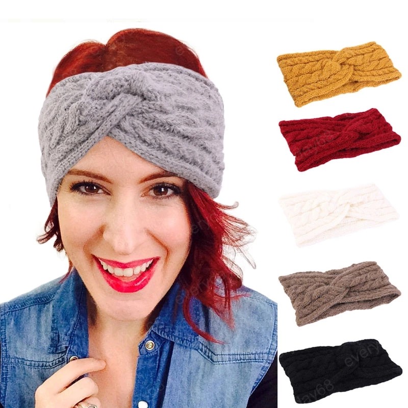 

New Wool Knitted Knot Cross Headband for Women Autumn Winter Girls Hair Accessories Headwear Elastic Hair Band Hair Accessories