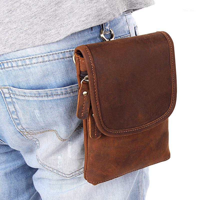 

New leather purse Wear belt men's shoulder bag First layer leather vintage small shoulder cross-body bag1, Sky blue