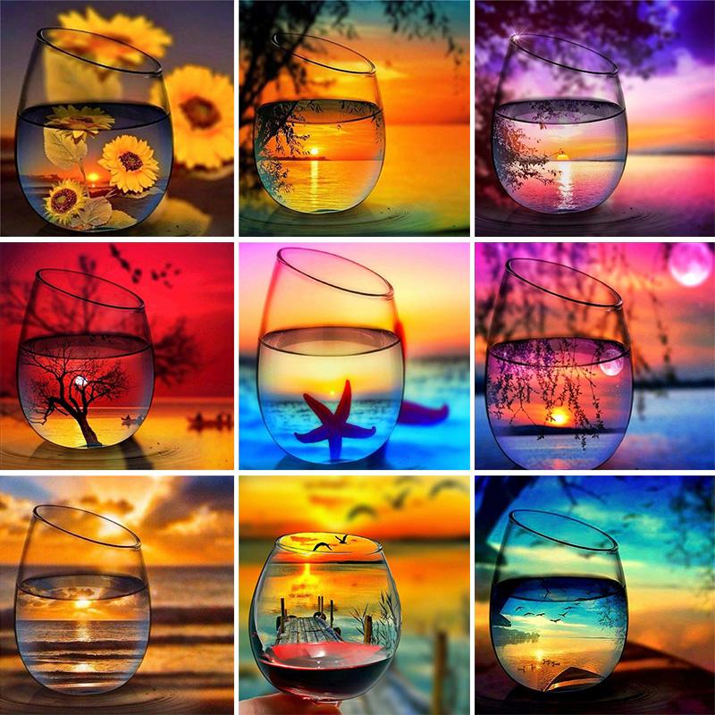 

Full Square/Round 5D DIY Diamond Painting Scenery Glass Bottle Diamond Embroidery Landscape Rhinestones Mosaic Picture Handmade