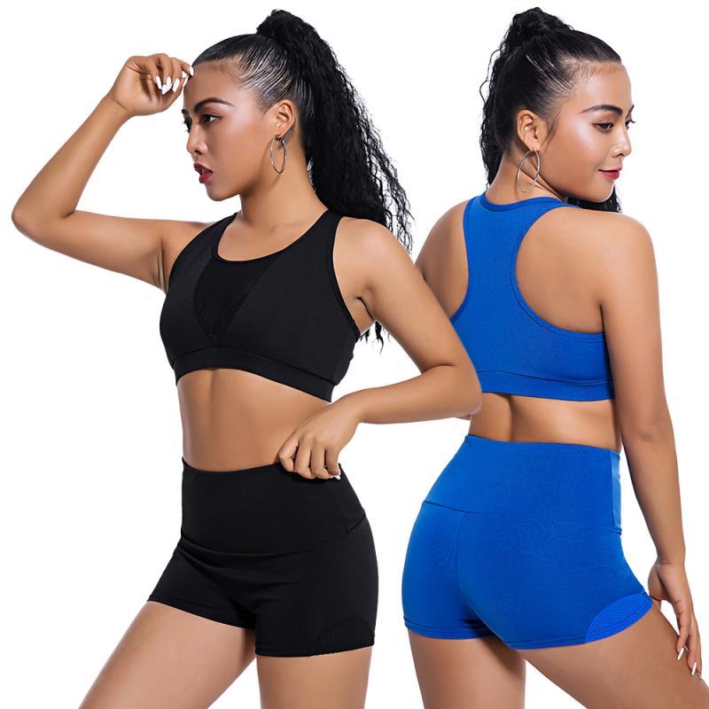 

Women Sports Bra Shorts Hot Pants Gym Yoga Lounge Wear Tracksuit 2 Pcs Set, Black