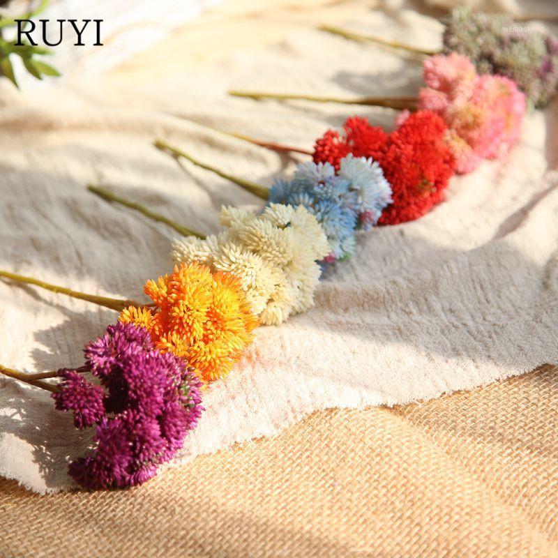 

RUYI 20cm Hydrangea artificial succulent plant potted Bonsai creative soft rice seed DIY home decoration Plastic fake plant1, White