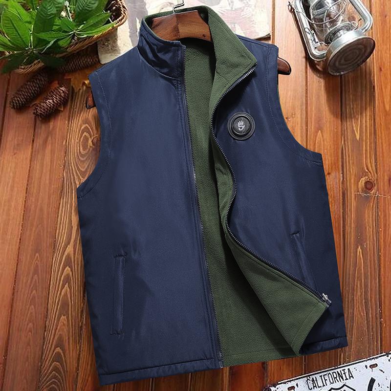 

Waistcoat Men's Spring And Autumn Sports Coat Middle Aged And Elderly Winter Plush Warm Vest Customized Men's Shoulder Vest